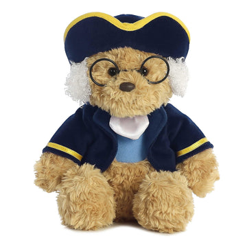 Aurora® Snuggly Ben Franklin Bear Stuffed Animal - Comforting Companion - Imaginative Play - Brown 10 Inches