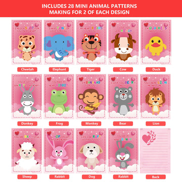FUN LITTLE TOYS Valentines Mini Plush Toy Set, 28 Packs Cute Stuffed Animals, Pink for Kids & Classroom