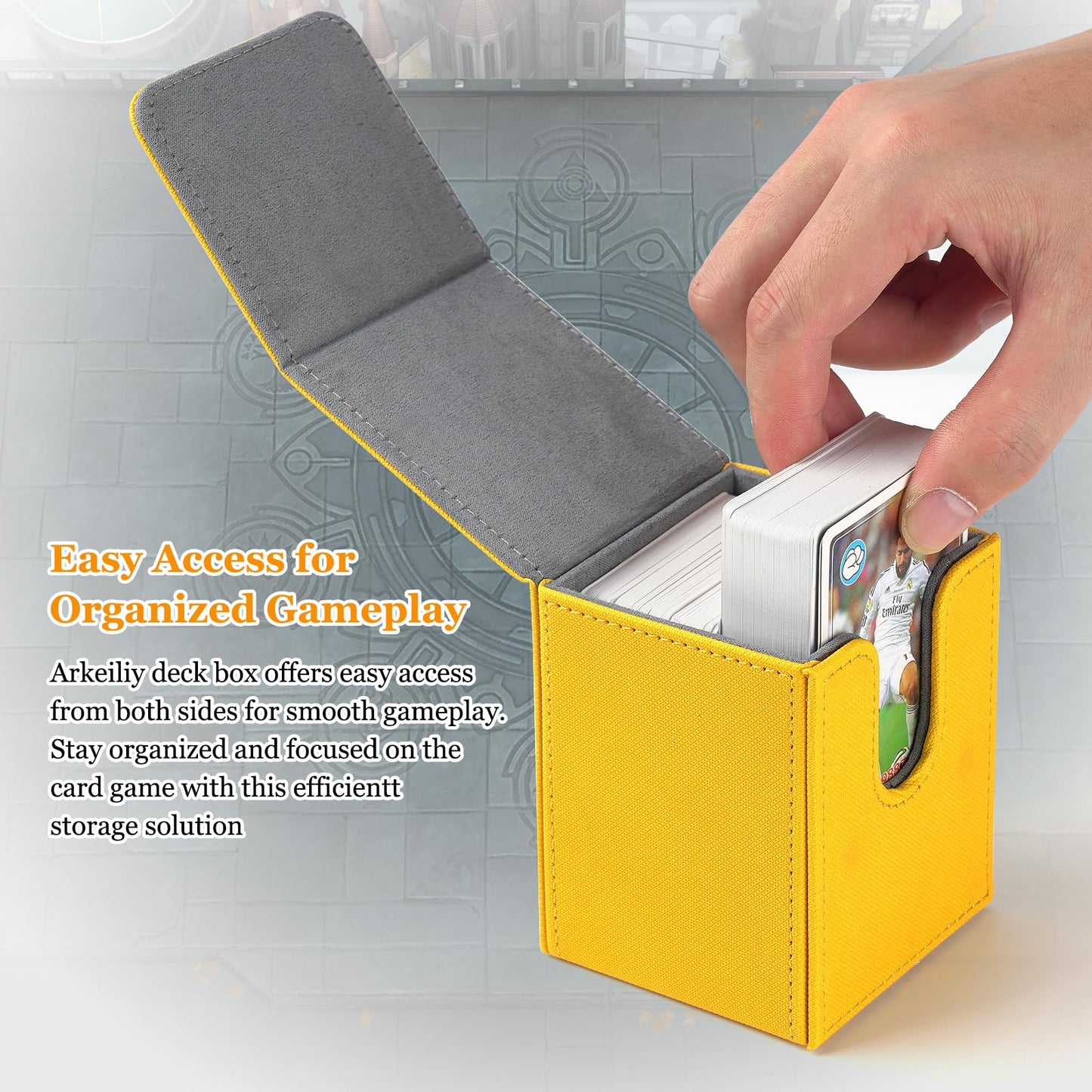 Arkeiliy Card Deck Box, 110+ Storage MTG Deck Box with 50 Pcs Card Sleeve, Collectible Trading Card Cases for Magic Commander an