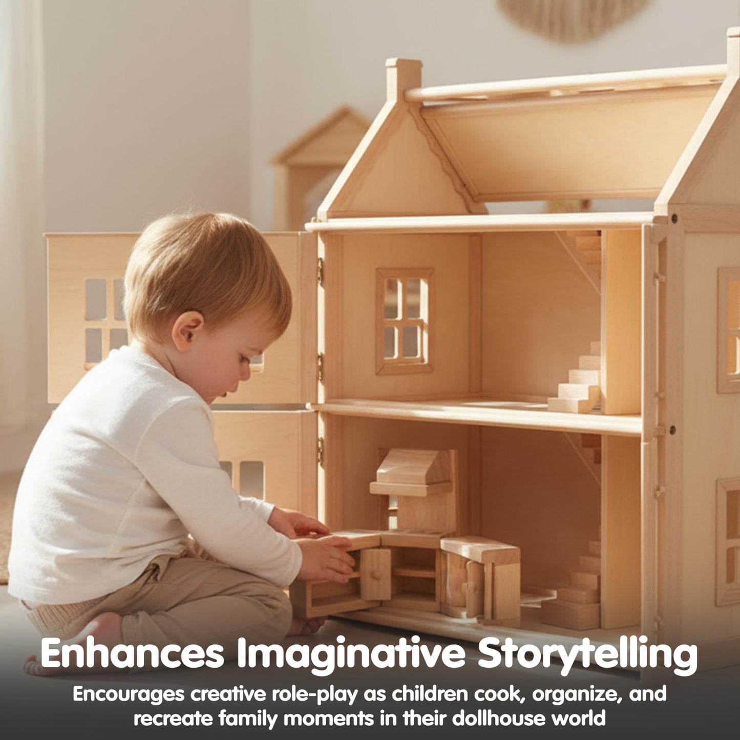 Plantoys Wooden Classic Line Of Dollhouse Furniture- Kitchen Set (9013) | Sustainably Made From Rubberwood And Non-Toxic Paints