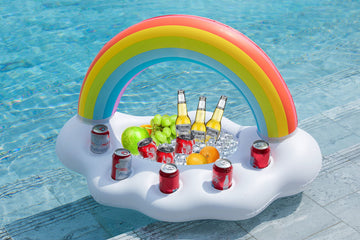 Jasonwell Inflatable Pool Party Cooler - Rainbow Cloud Drink Holder Luau Hawaiian Tropical Beach Themed Birthday Easter Party Decorations Favors Supplies Decor Blow Up Drink Cooler Outdoor Kids Adults