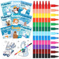 Funrous 24 Sets Winter Coloring Books Bulk Christmas Drawing Pages with Stackable Crayons Polar Bear Glacier Animal Activity Boo
