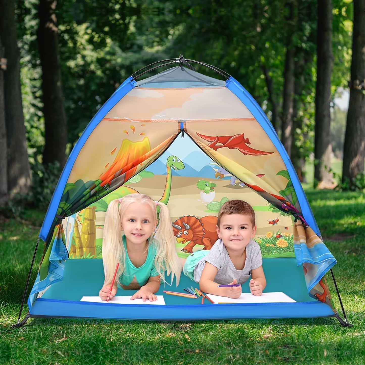 Mnagant Kids Play Tent - Dinosaurs Dome Playhouse, Durable Polyester, Indoor/Outdoor Fun, 47"x47"x43", Perfect Gift for Boys & Girls