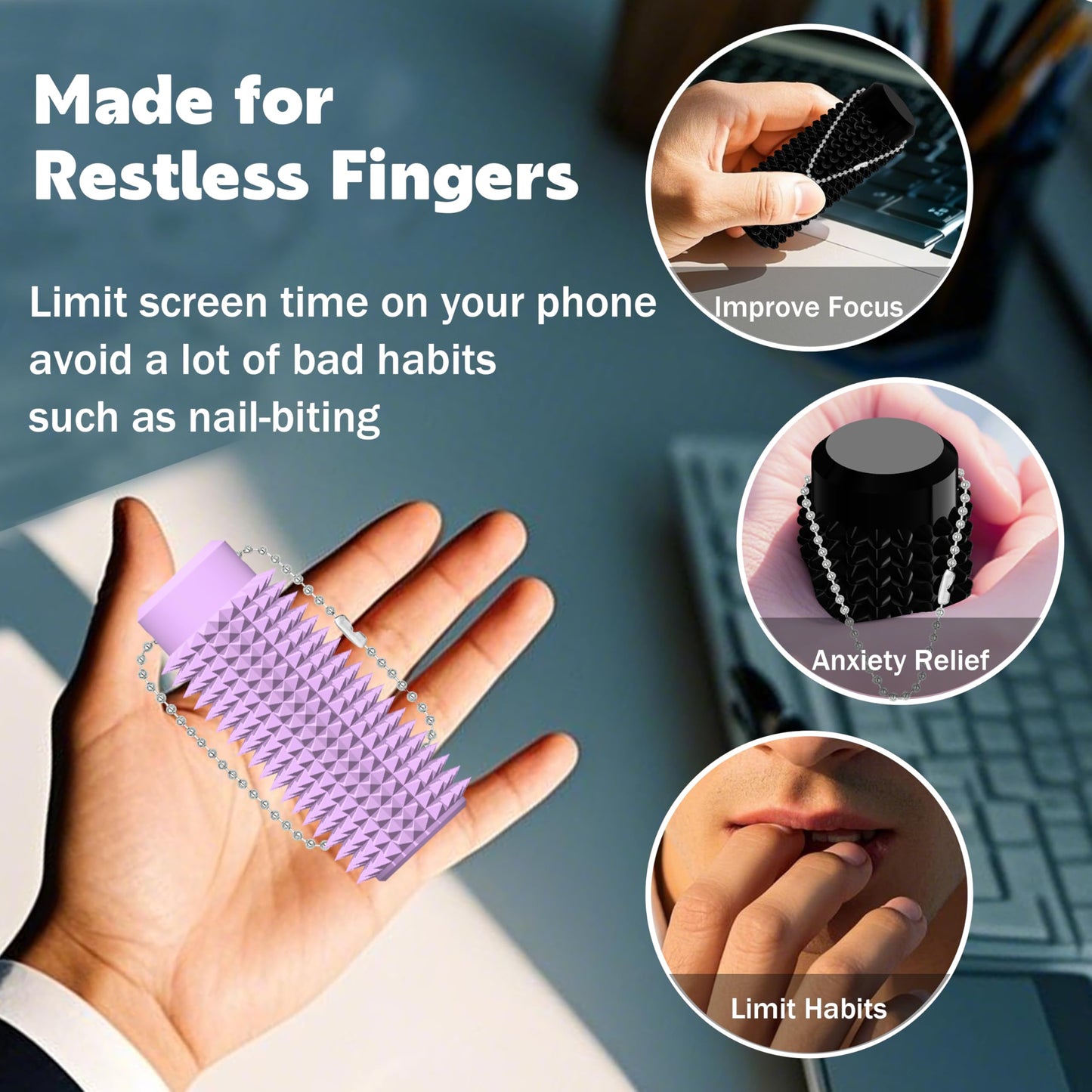 Vatonezich Little Ouchies Fidget - Pocket-Sized Stim Keychain with Spiky Grippie Design, Anxiety & Stress Relief Sensory Toy for