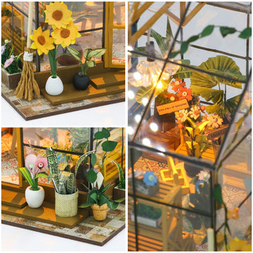 Gudoqi Diy Miniature Dollhouse Kit, Tiny House Kit With Furniture, Miniature House Kit 1:24 Scale, Handmade Gift For Birthday Christmas'Day, Sunshine Flower House