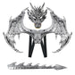 Alodidae Dragon Costumes Set Devil Wings Demon Tail Dino Mask For Halloween Masquerade Party Cosplay (Silver)