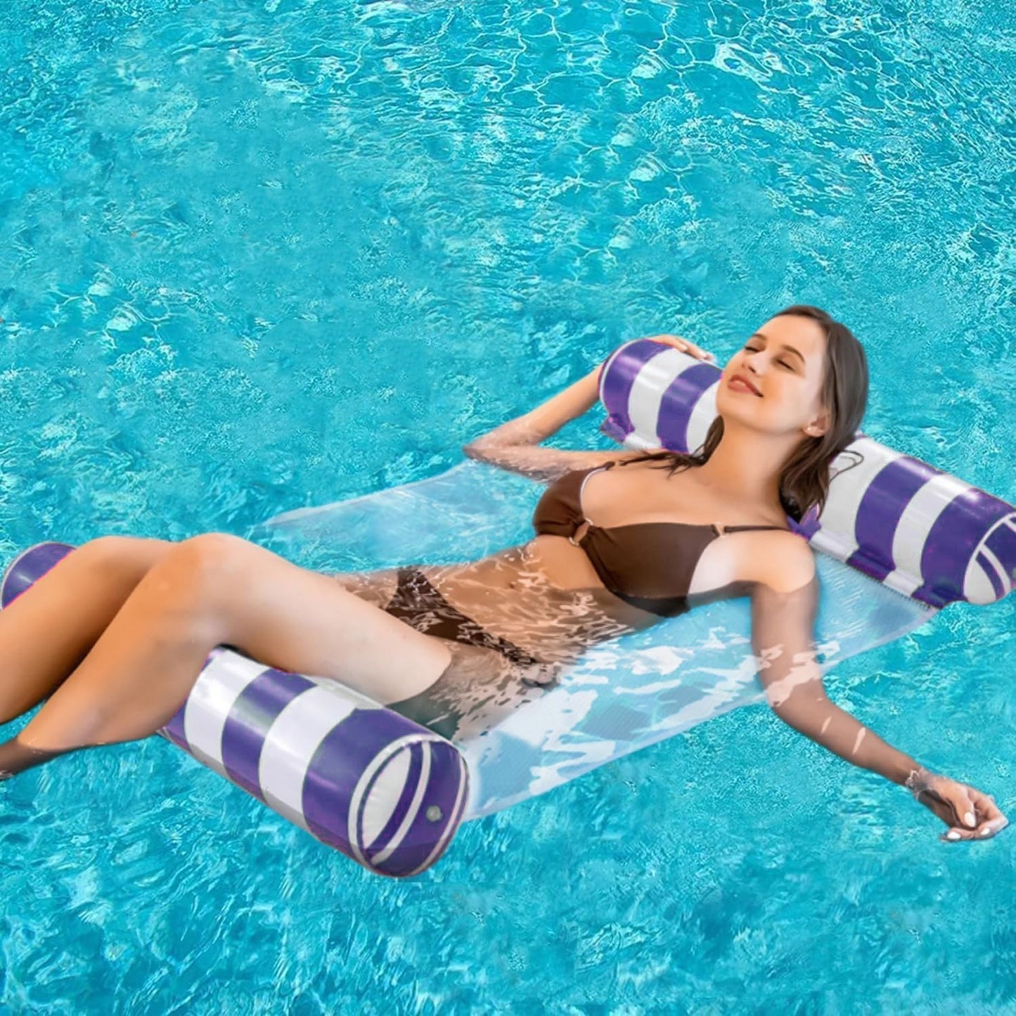 2-Pack Swimming Pool Float, Multi-Purpose Inflatable Pool Hammock (Saddle, Lounge Chair, Drifter), Water Hammock Lounge, (Navy B