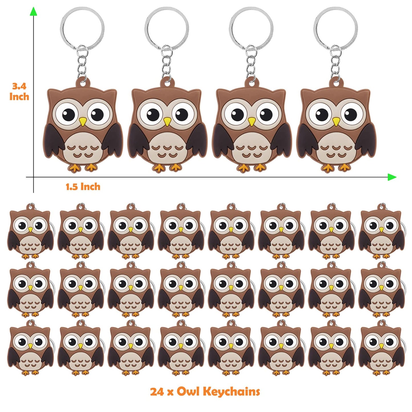 CiciBear 24 Pack Owl Keychains Party Decoration for Guests, Forest Themed Party, Owl Party,Jungle Safari Wild Woodland Baby Show