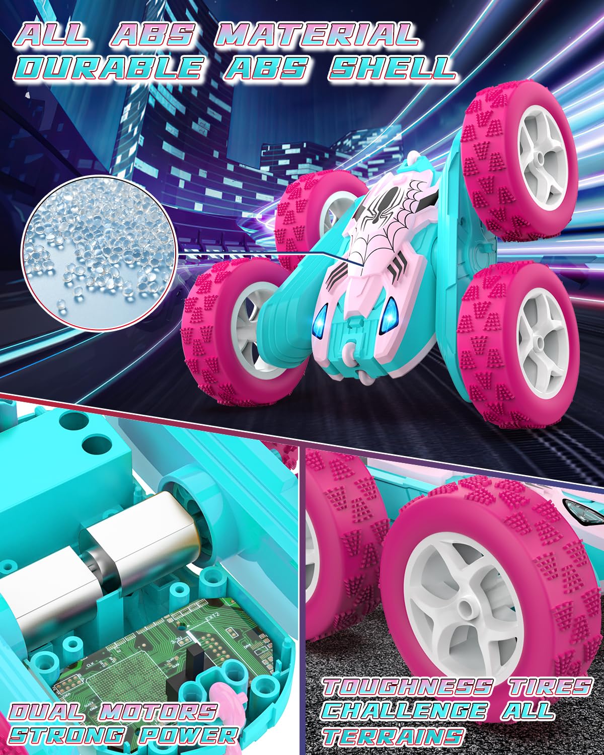 Blissbud Pink Spider Remote Control Car for Girls, Kids Race RC Cars for Girl, Princess Toys for Age 6 7 8 9 10 Christmas Birthd