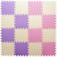 Tamiplay 16 Tiles Foam 0.4 Inch Thicked Interlocking Floor Mats With Solid Colors, Squares Baby Play Mat, Eva Foam Puzzle Foam Mats For Kids, Baby, Toddlers(Pink/Beige/Purple)