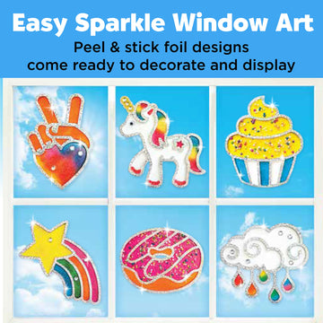 Creativity for Kids Easy Sparkle Window Art Kit - Paint and Decorate 7 DIY Suncatchers, Arts and Crafts for Kids Ages 6-8+, Acti