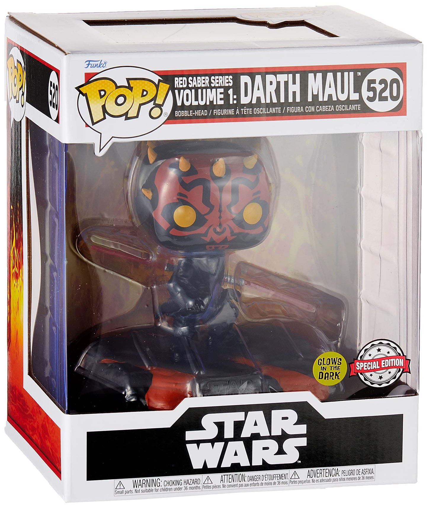 Funko Pop! Deluxe Star Wars Darth Maul Vinyl Figure - Glow in The Dark - Standard Size - Multicolor - Model 63294