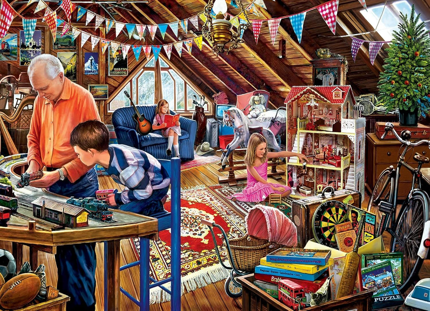 MasterPieces - 1000 Piece Jigsaw Puzzle, Playtime in The Attic, Fun for Adults, Family, Kids, Matte Finish, 19.25 x 26.75