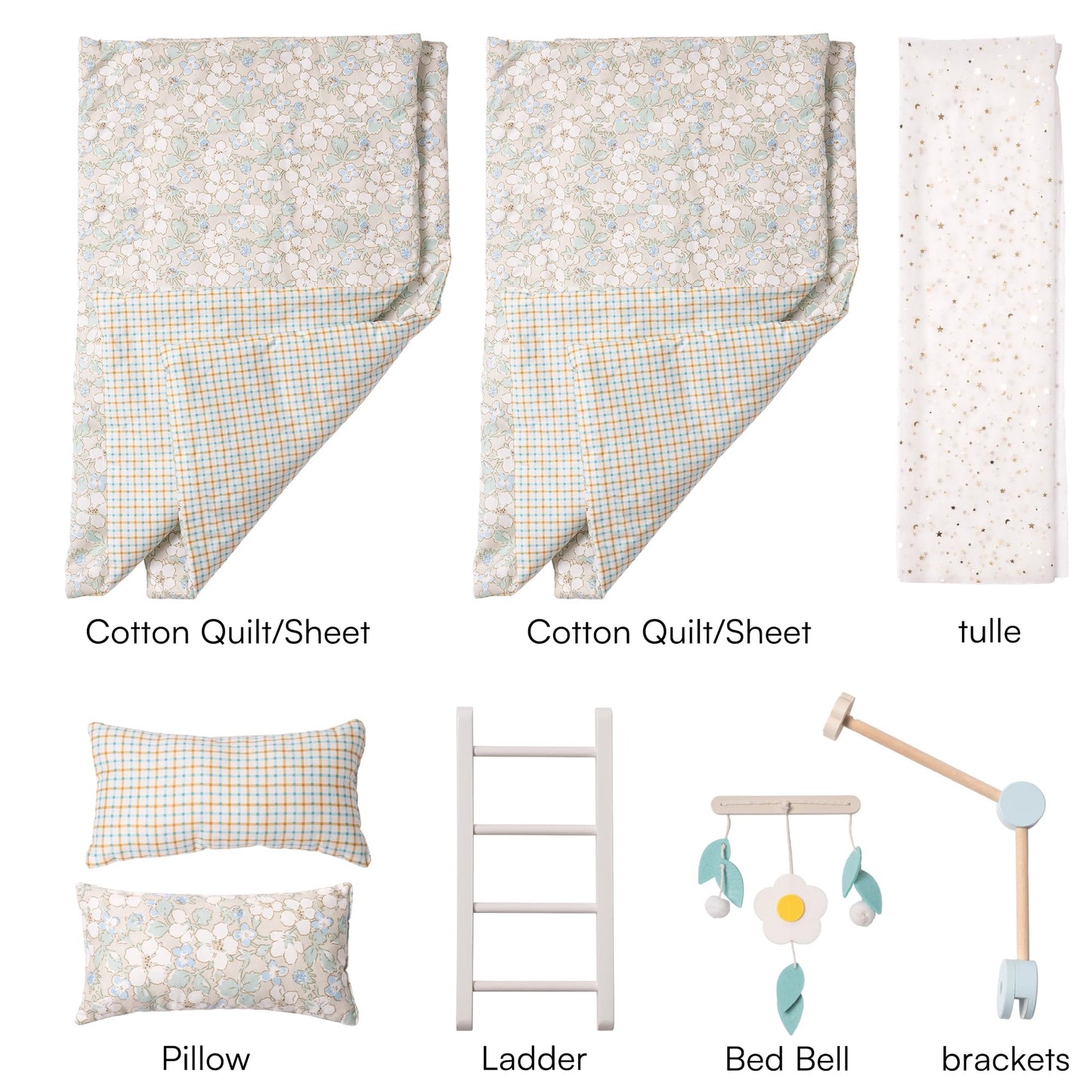 ROBOTIME Baby Doll Bunk Beds, Wooden Doll Cribs for 18 inch Dolls Furniture, Stackable Doll Bed Fits American Girl Doll (Blue, 2