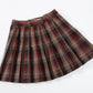 Girlss Short Pleated Plaid Costumes Skirt(Red Mixed Beige White,Medium)