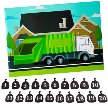 Finds Fit 4U Garbage Truck Party Game - Trash Truck Birthday Party Supplies -Fun for All Ages - Pin The Garbage on The Garbage T