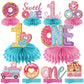 Aodocuto 10Pcs Donut 1St Birthday Honeycomb Centerpiece Party Decor For Baby Boy Girl, Sweet First Donut Birthday Table Centerpi