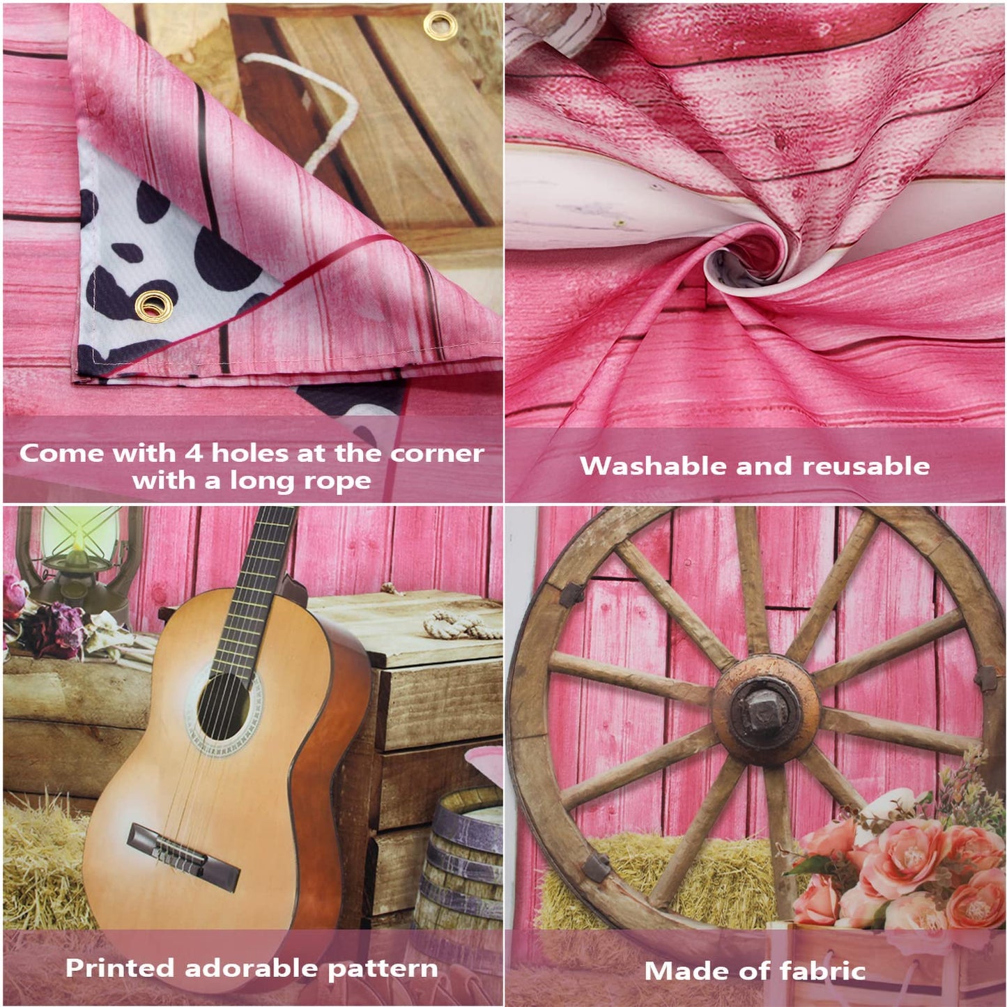 Western Cowgirl Banner Cowgirl Party Decoration Backdrop Pink Western Rustic Wooden House Barn Photography Background For Birthd