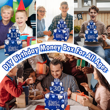 Toyeishi Happy Birthday Money Box For Cash Gift With Self-Adhesive Age Stickers For 1-100 Year Old, Birthday Decorations For Boy