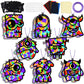 32 Sets Halloween Monster Suncatchers Craft Kit DIY Window Stained Glass Effect Halloween Monster Paper Crafts Home School Class
