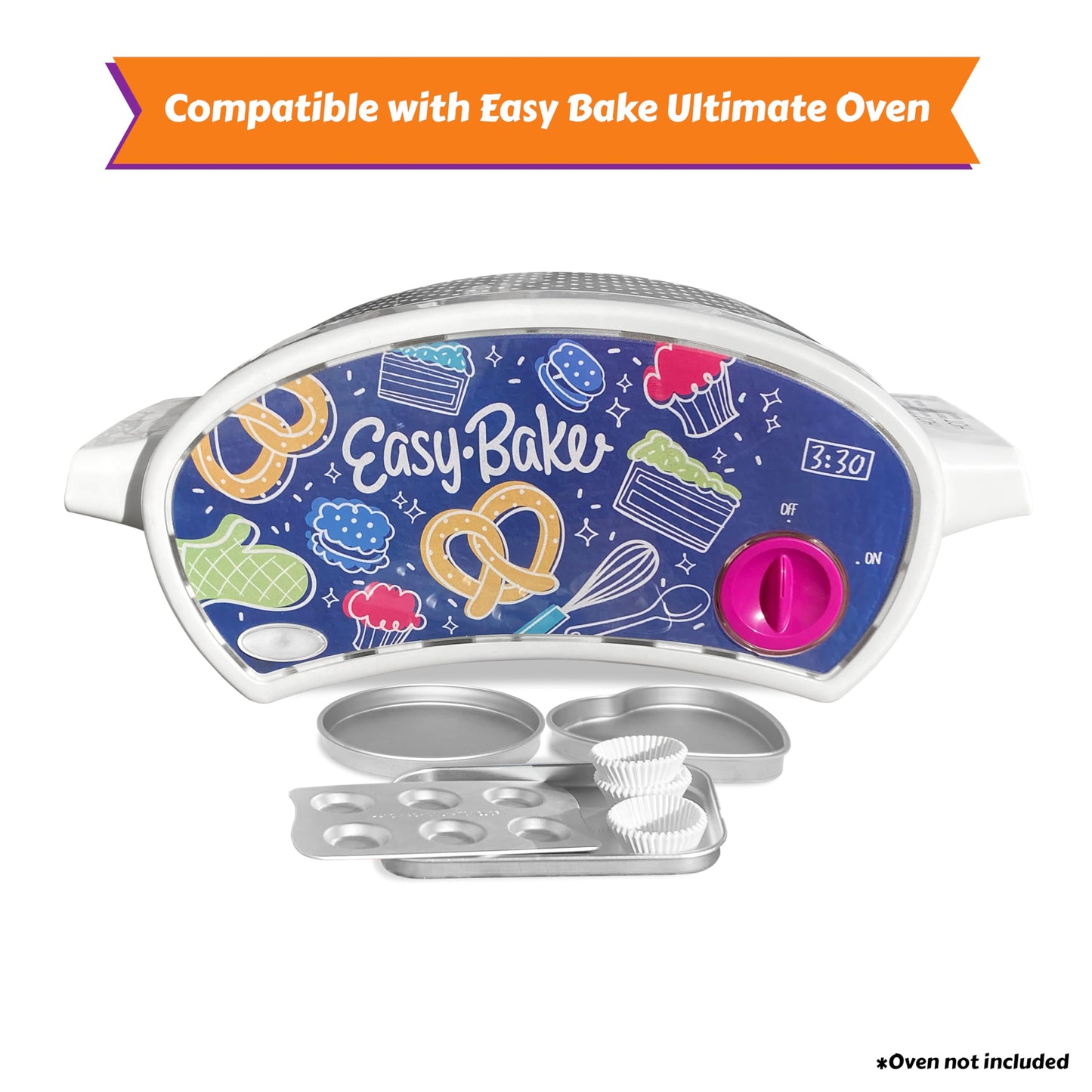 Kids' Complete Oven Pan Set Compatible With Easy Bake Ultimate Oven | Accessories For Cooking Easy Bake Oven Mixes | Includes Cupcake Pan, Circle, Heart & Rectangular Bake Pan & (75) Cupcake Liners