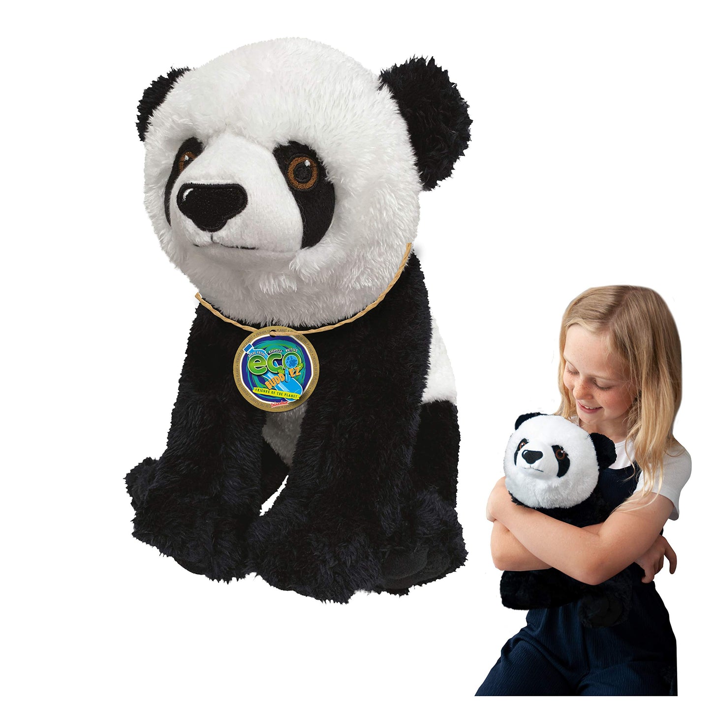 Ecobuddiez - Panda From Deluxebase. 12 Inch Panda Plush Toy. Eco Friendly Child Safe Panda Stuffed Animal Made From Recycled Plastic Bottles.