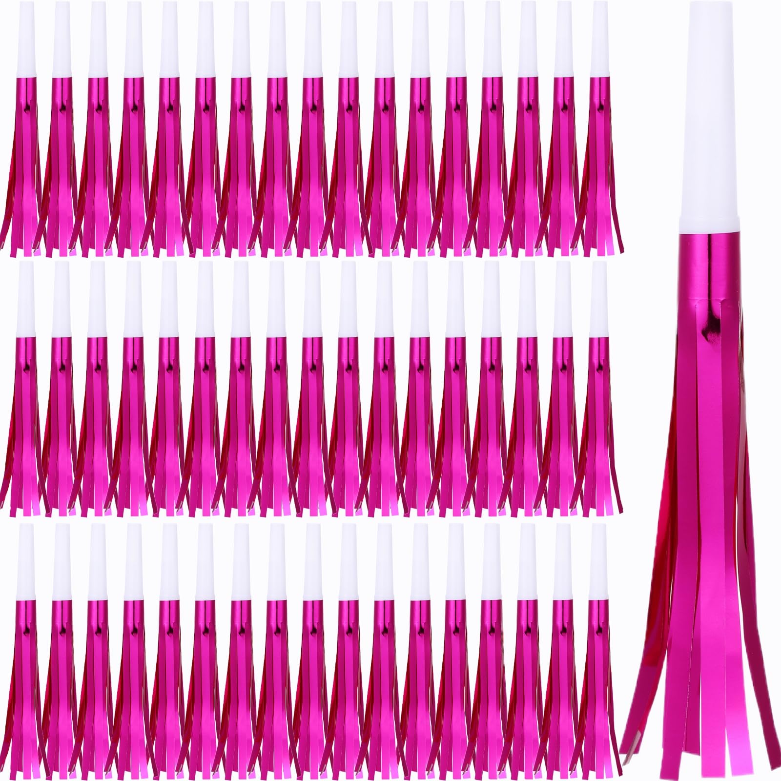 Lcpqmzgh 60 Pcs Gold Noise Makers, Metallic Fringed Noise Makers For New Year Party Favor Supplies (Rose Red)