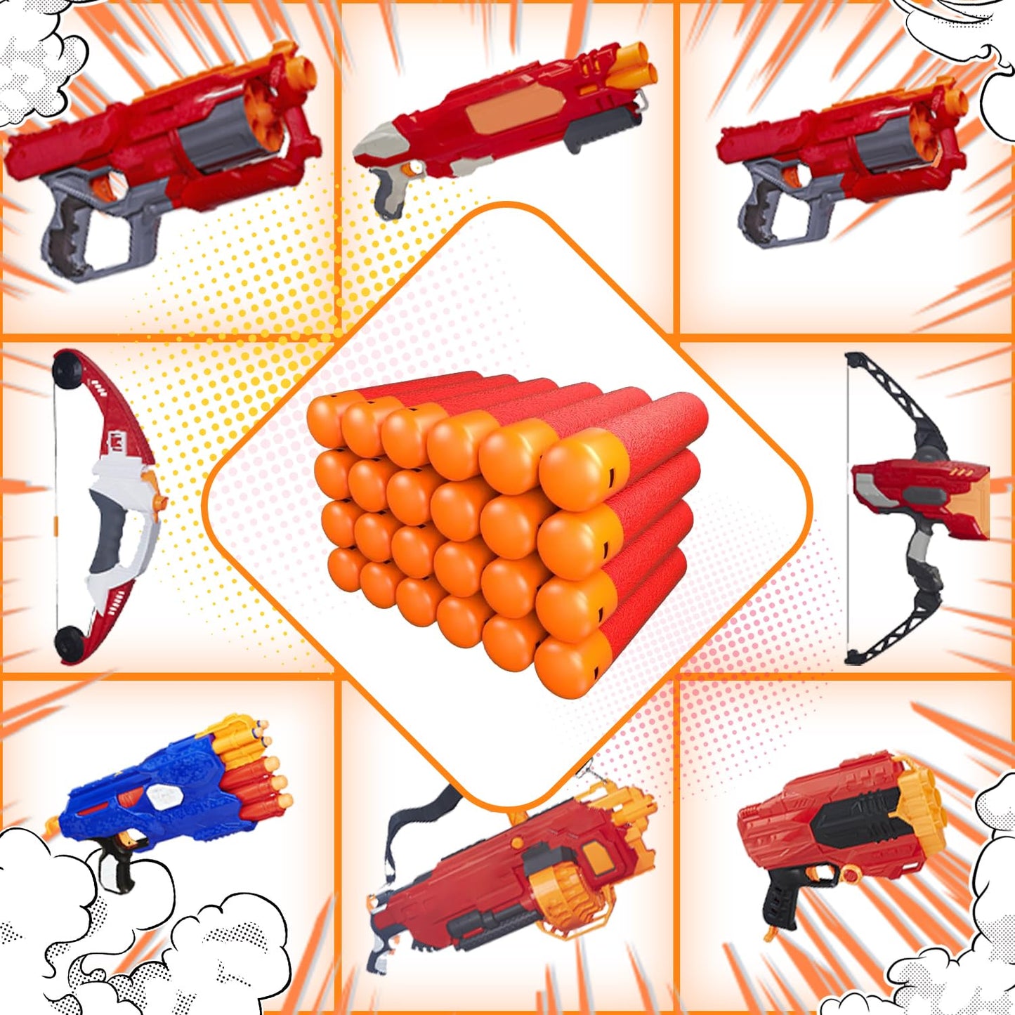 EKIND 9.5cm Foam Darts Compatible for Nerf advanced Mega Series 36-Dart Refill Pack (Red)