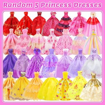 ZITA ELEMENT 101 Pcs Doll Clothes and Accessories Ramdom Style Gift Box Package  5 Wedding Gowns 2 Fashion Dresses 2 Casual Outfit 2 Swimsuits 67 Accessories for 11.5 inch Doll Clothes for Age 3-10