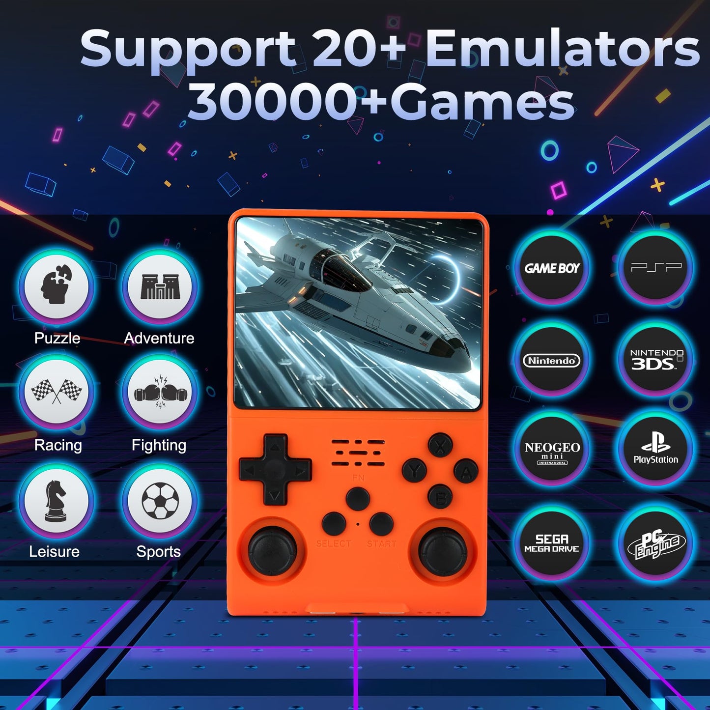 ?30000 In 1? Retro Handheld Game Console, 3.5 Inch Ips Screen, More Than 20 Emulator, 256G Tf Card (Orange)