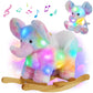 Glow Guards Light Up Musical Elephant Baby Rocking Horse Set Of 2 With Rainbow Elephant Plush Toy Baby Wooden Chair For Toddlers Girls And Babies Age 1-3 (Elephant)