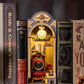 Robotime Diy Book Nook Kit Insert Bookcase Book Stand 3D Wooden Puzzle Diy Miniature House Wood Bookend Book Nook Model Building Kit With Led Light Booknook Decoration (Time Travel)