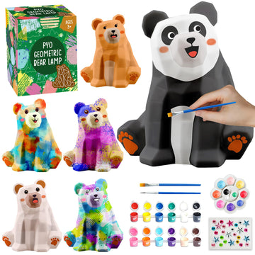 Goodyking Paint Your Own Bear Lamp Kit, DIY Geometric Bear Night Light, Arts & Crafts for Kids Ages 8-12, Painting Kit for Girls