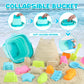 Dreamon Beach Toys For Kids 3-10, Collapsible Sand Toys Include 3 Pack Foldable Buckets, 24 Pcs Beach Mold And Shovels Molds, Tr