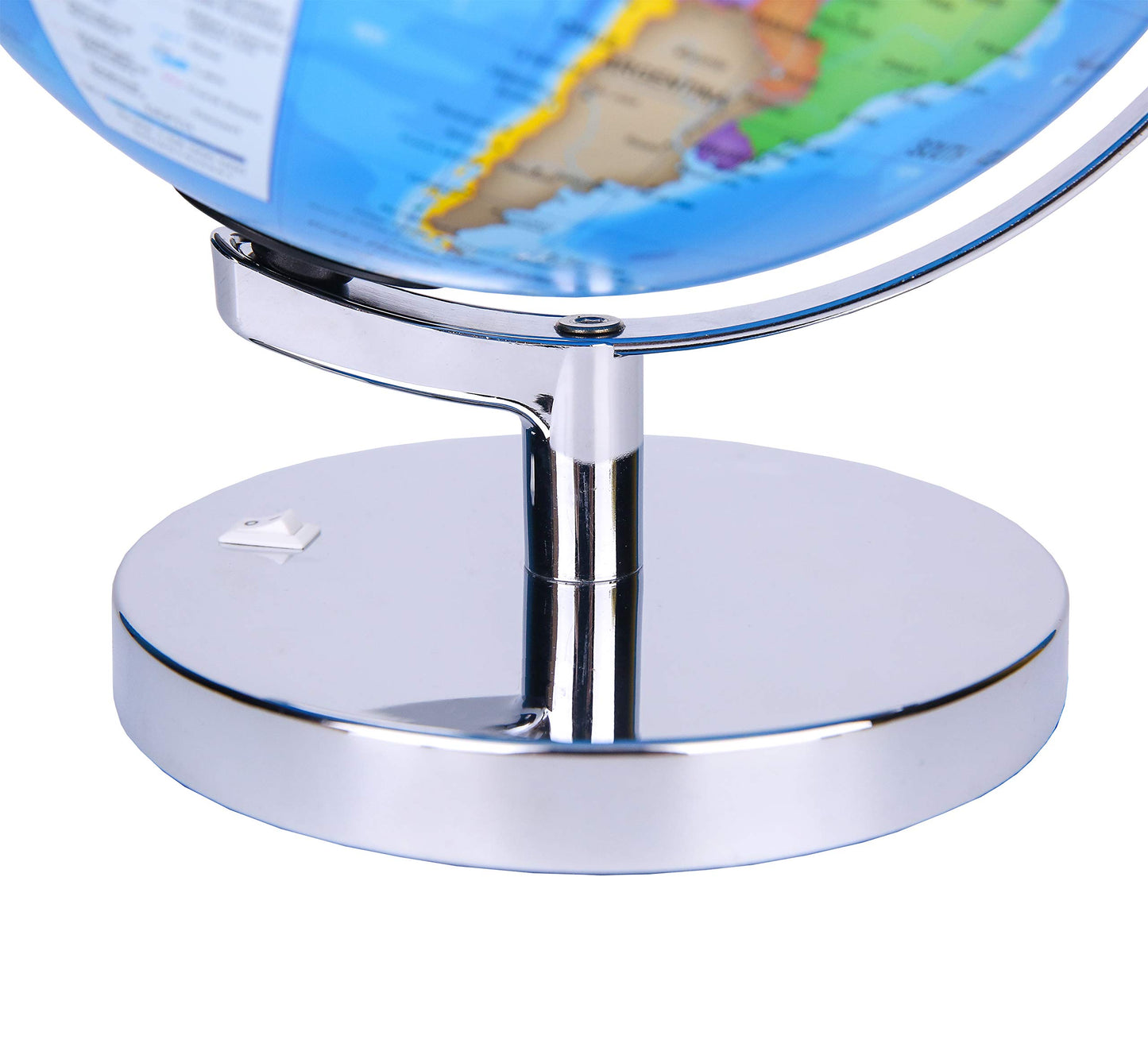 Exerz Illuminated World Globe 9.1-Inch Diameter Metal Base - Political Map (Day) Constellation Globe (Night) - 2 In 1 Light Up Cable Free Led Lamp