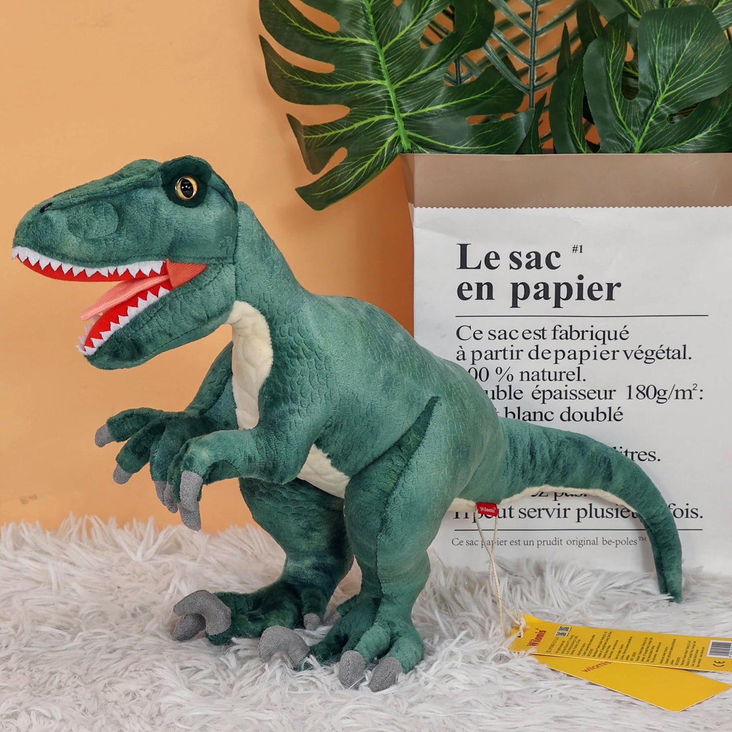 Wilomis Dinosaur Stuffed Animal, 17'' T Rex Dinosaur Plush, Green Dino Stuffed Animal, Tyrannosaurus Rex Dino Plush, Dinosaur To
