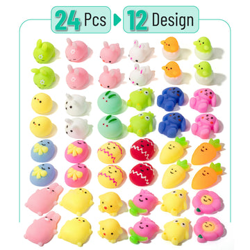 Mr. Pen- Easter Squishy Toys For Kids, 48 Pack, 24 Designs Of Easter Squishies For Kids