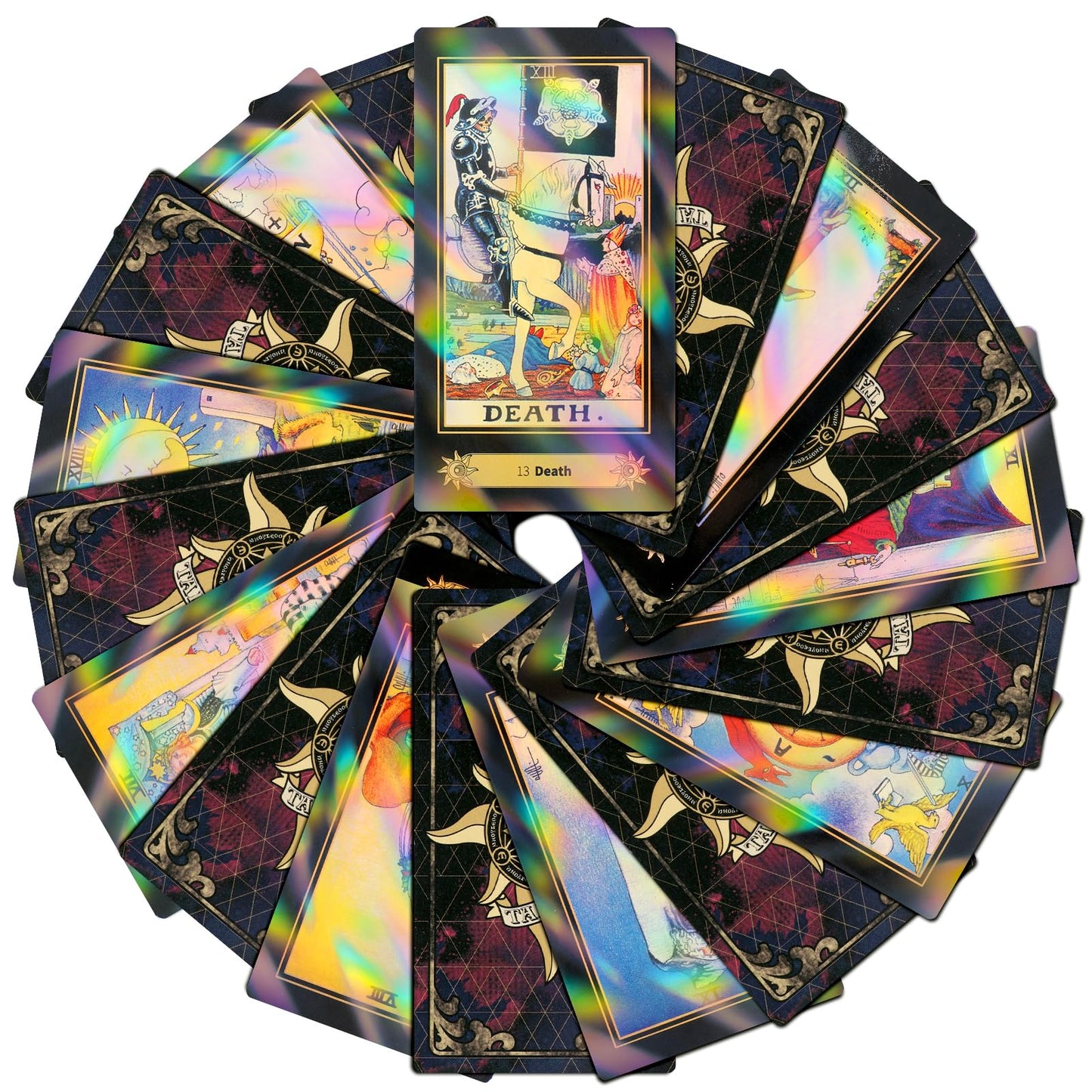Smoostart 78 Tarot Cards With Guidebook, Holographic Tarot Cards Deck Future Telling Game With Colorful Box