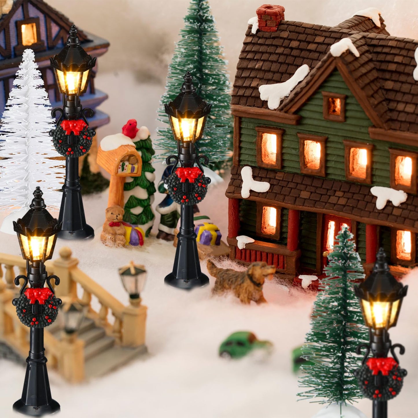 Shappy 24 Pieces Christmas Lamp Post Village Accessories Mini Street Lamp Dollhouse Streetlight Models For Mini Christmas Village Street Lights Models Christmas Miniature Mini Street Lamp For Diy