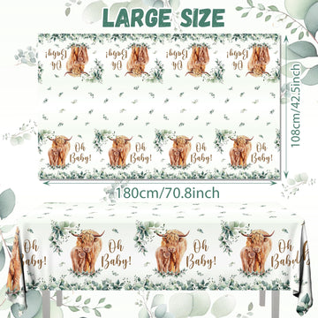 Hakoti Highland Cow Baby Shower Birthday Decorations,3Pack Highland Cow Tablecloth Farm Animal Theme Party Table Cover For Highl