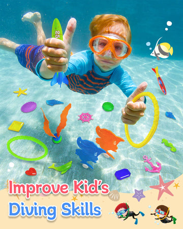 Yetonamr 30 Pcs Pool Toys For Kids Ages 3-5, 4-8, 8-12, Pool Games Diving Toys Swimming Pool Toys Sets With Storage Bag Toddler Gifts Pool Bath Toys Water Swim Toys For Boys Girls