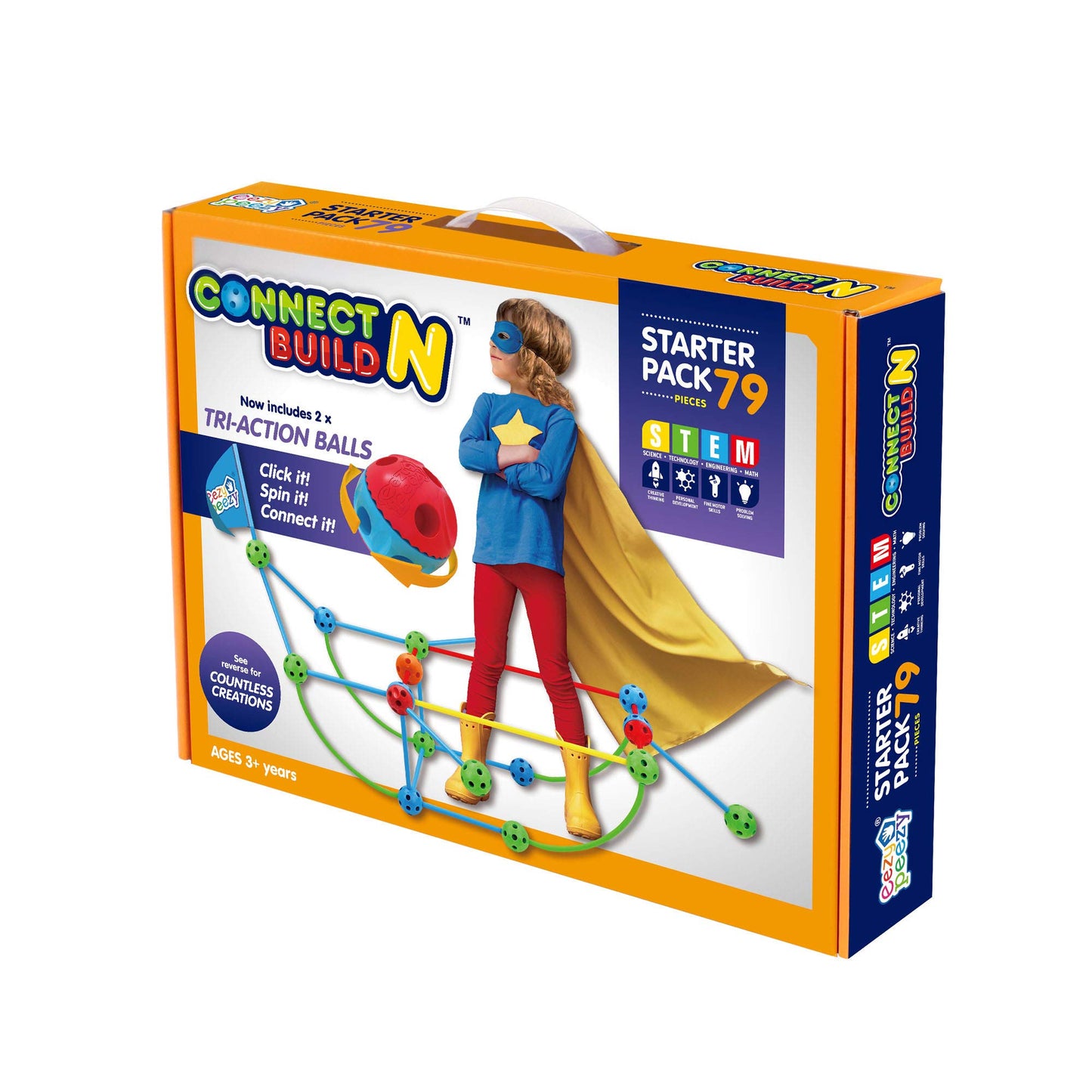 Eezy Peezy Connect N Build Building Toys Starter Pack With 79 Pieces - Stem Toy For Kids