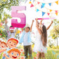 Sratte Number Piñata Pink Piñata Birthday Decorations Gradient With Stick Blindfold Confetti For Girls Boys Birthday Anniversary Party Decorations Supplies(Number 5)