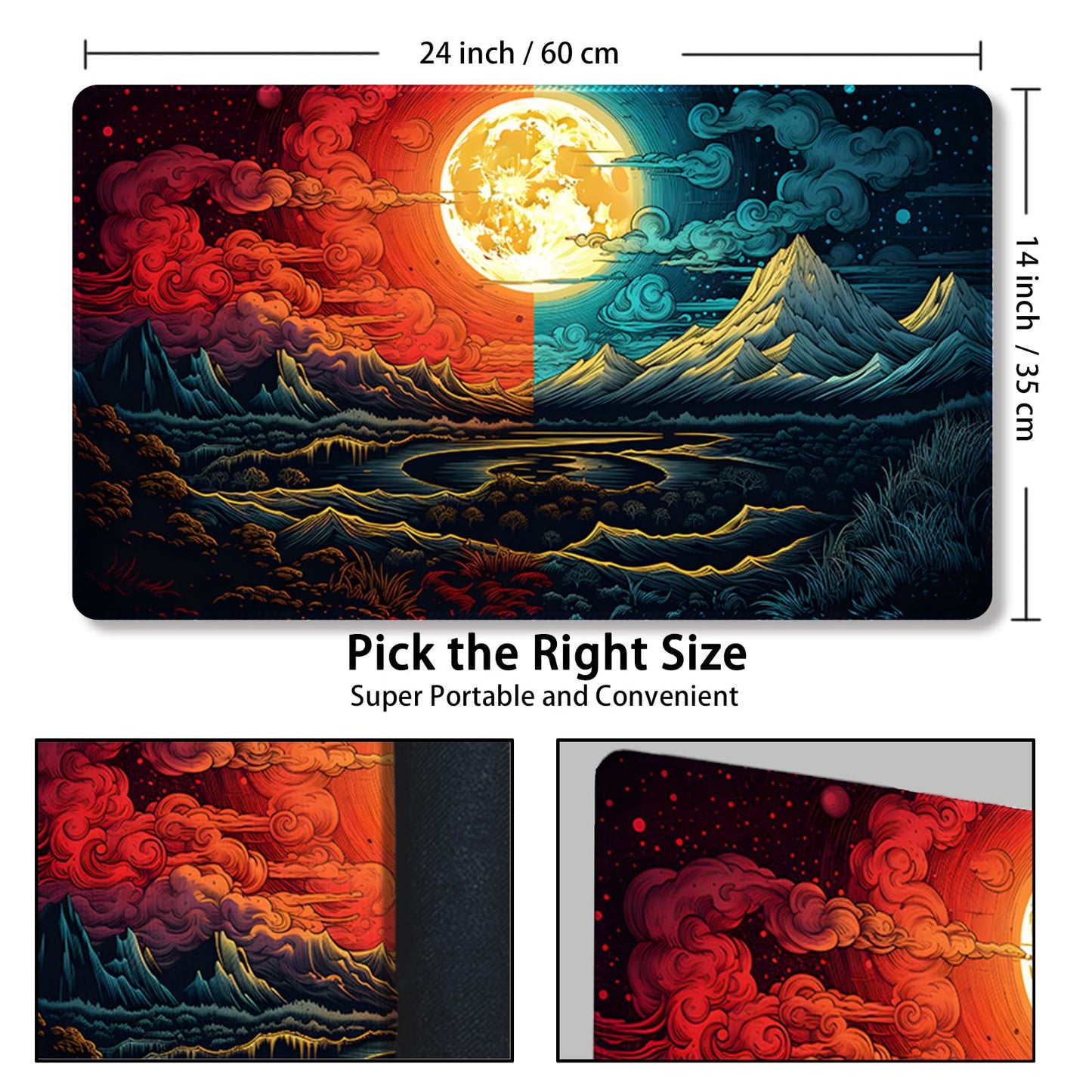 Malqiqi Playmat For Mtg, With Free Storage Bags,Game Mat 24 X 14 Inches, Tcg And Board Game Mat For Cards,Mousepad Desk Mats (Ma