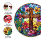 Jigfoxy Wooden Puzzles for mature-themeds  Stained Glass Cross Wood Puzzles mature-themed  Unique Animal Shape Wooden Jigsaw Puzzles for mature-themeds  Birthday Gifts for Puzzle Lovers  Family (S-8.5 * 8.5in-100pcs)