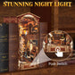 Quanquer Diy Book Nook Kit - Diy Dollhouse Booknook With Led Light - 3D Wooden Puzzle Miniature House Kits Bookends - Diy Crafts For Adults - Bookshelf Insert Decor - Gifts Family And Friends