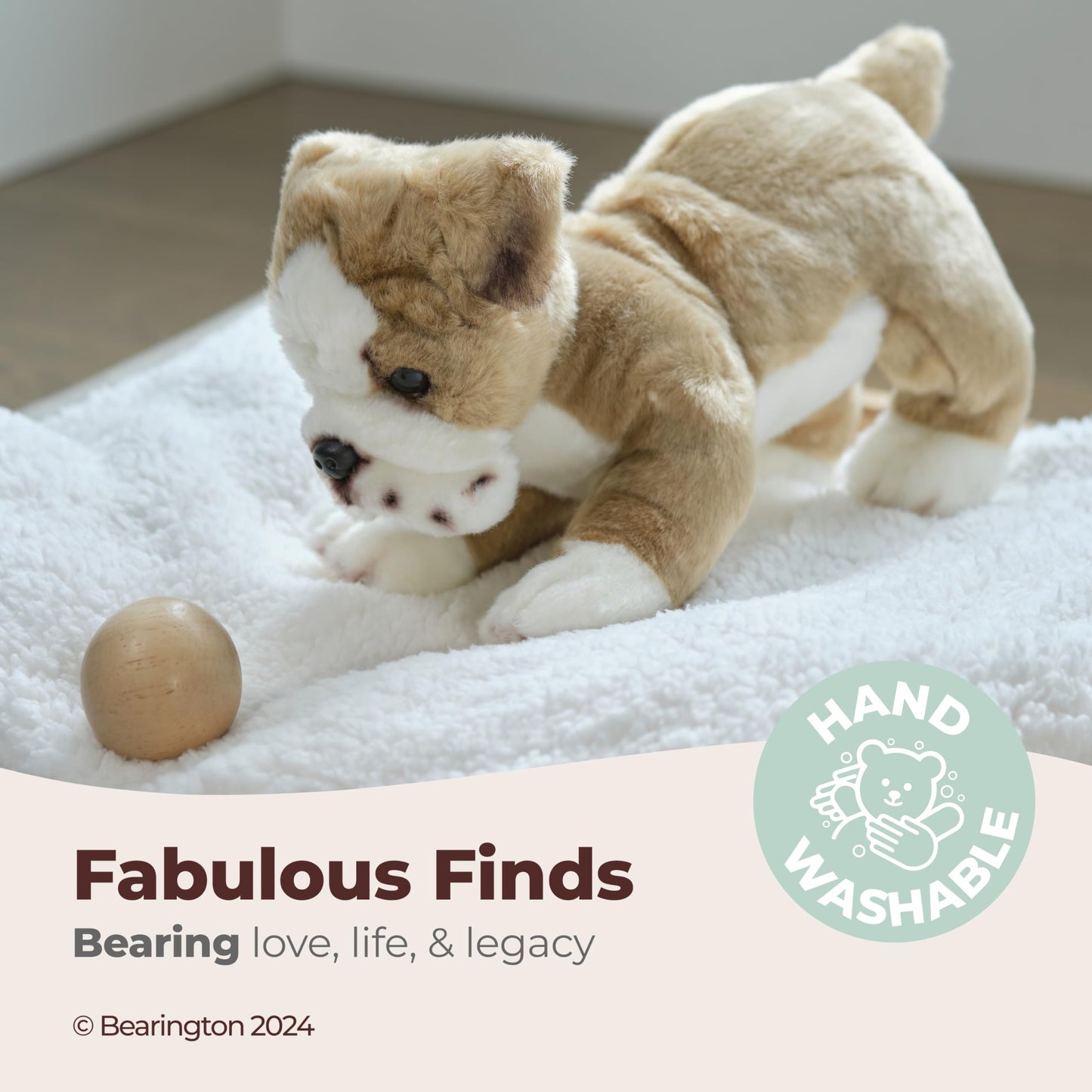 Bearington Bulldog Plush Toy - 13" Dog Stuffed Animal, Soft Plush Fabric, Kids' Toy, Model 842878033243