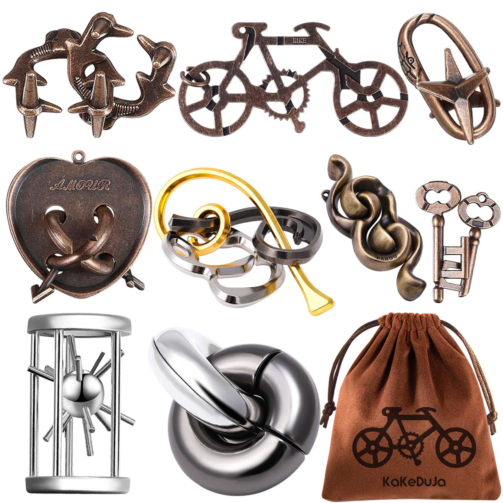 9 PCS Metal Puzzle for mature-themed Disentanglement Puzzles Lock Puzzle Games Set Gift for mature-themeds Teenagers Kids