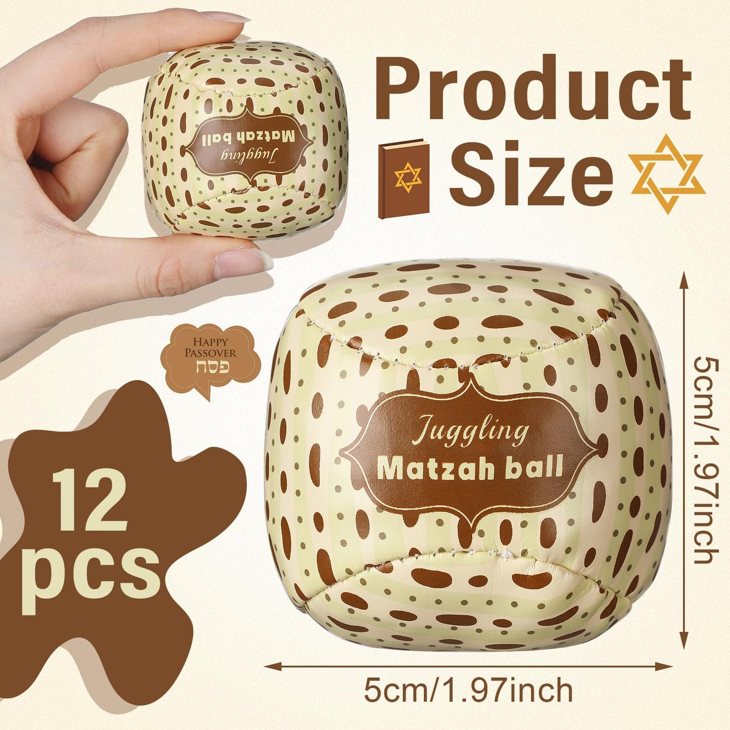 Blueweenly 12 Packs Passover Matzah Juggling Balls Mini Juggling Matzah Balls Juggling Sets Circus Balls With Matzo Decor For Pe