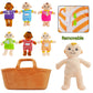 Qpewep Basket Of Babies Plush Dolls, 8' Plush Diversity Baby Dolls- 6 Piece Set Interchangeable Clothes Stuffed Plush Figures For All Ages Easter Gift